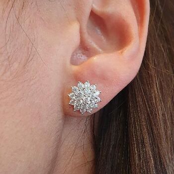 Boucles d'oreilles rosette en argent sterling avec zircone 3