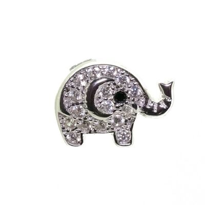 Lucky Elephant Sterling Silver Earrings with Diamonds