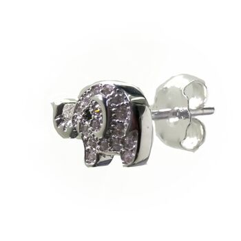 Boucles d'oreilles Lucky Elephant en argent sterling avec diamants 2