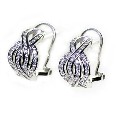 Sterling Silver Double Infinity Earrings with Zircons