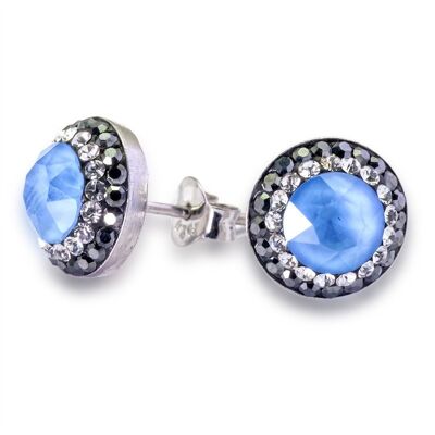 Round Sterling Silver Earrings with Zirconia
