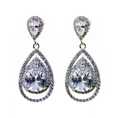 Boucles d'oreilles gouttes brillantes en argent sterling