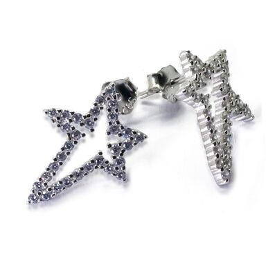 Shooting Star Sterling Silver Earrings with Zirconia
