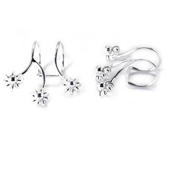 Boucles d'Oreilles Cartilage en Argent Massif avec 3 Fleurs 1