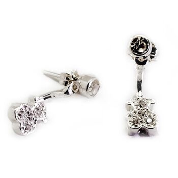 Boucles d'oreilles ours en argent sterling avec diamants