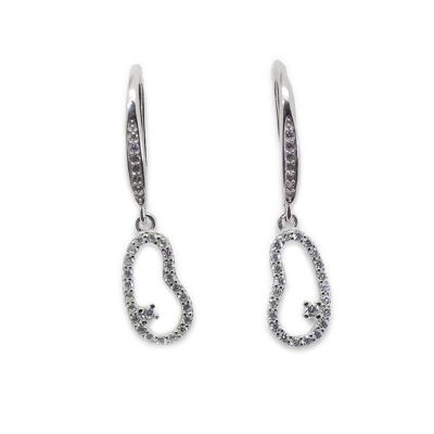 Sterling Silver Beans Earrings with Zircons