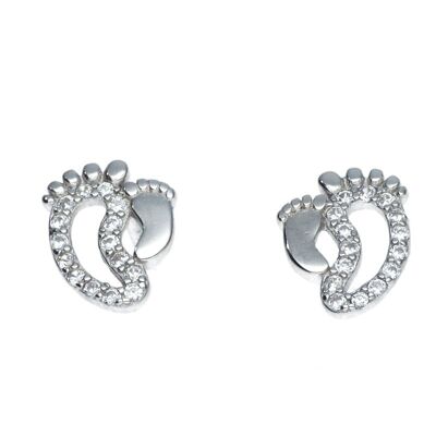 Sterling Silver Footprints Earrings