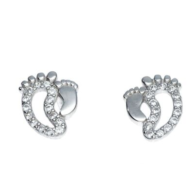 Boucles d'oreilles empreintes de pas en argent sterling