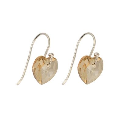 Boucles d'oreilles en argent sterling avec coeur en cristal