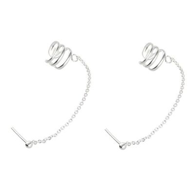 Sterling Silver Ball Earrings with Chain for Cartilage Hook