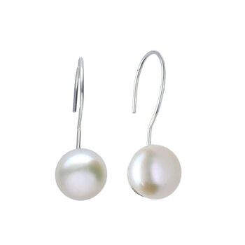 Boucles d'oreilles harpon en argent sterling avec perle