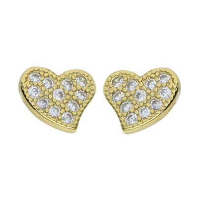 Mini Hearts with Zirconia Sterling Silver Earrings