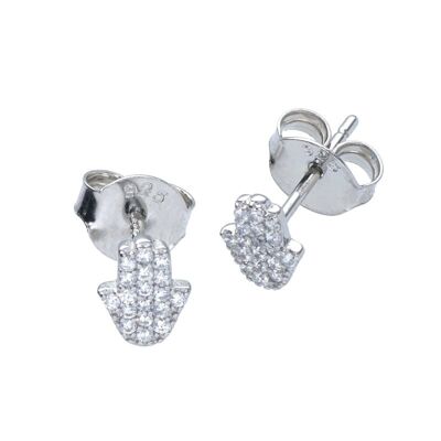 Sterling Silver Mini Hand of Fatima Earrings