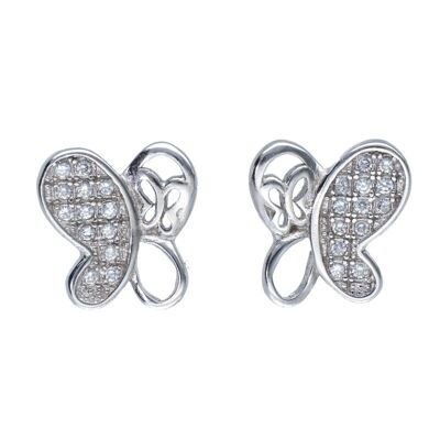 Pendientes Plata de Ley Doble Mariposa