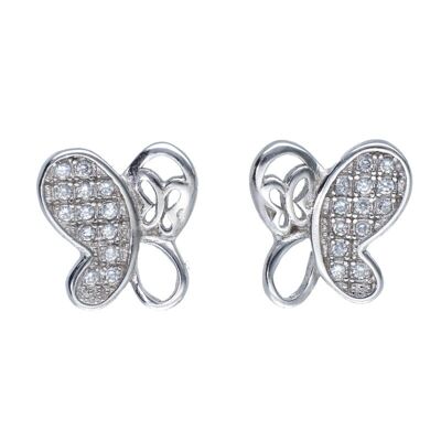 Doppelte Schmetterlings-Ohrringe aus Sterlingsilber