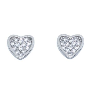 Boucles d'oreilles mini coeur en argent sterling avec diamants 1