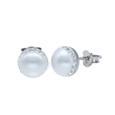 Pearl Sterling Silver Earrings with Brilliants
