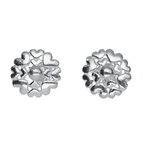 Pendientes Plata de Ley Flor de Corazones