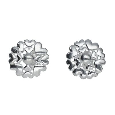 Flower of Hearts Sterling Silver Earrings