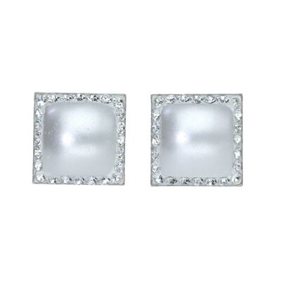 Sterling Silver Square Diamond Pear Earrings