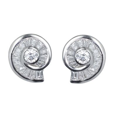 Boucles d'oreilles coquillage diamant en argent sterling