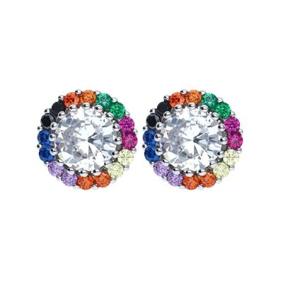 Sterling Silver Circle of Colors Earrings