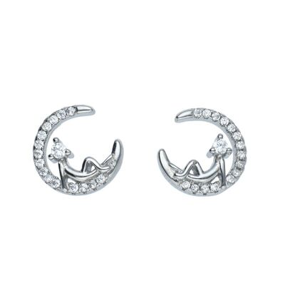 Boucles d'oreilles en argent sterling assis sur la lune