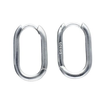 Boucles d'oreilles créoles ovales en argent massif