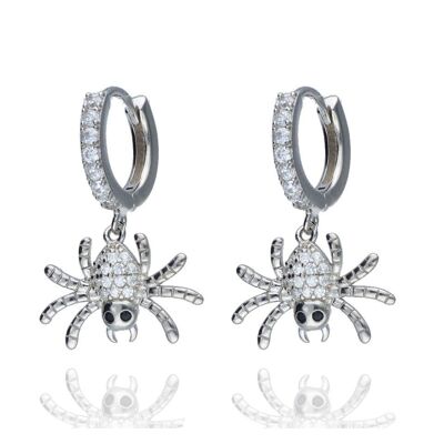 Boucles d'oreilles diamants araignée en argent sterling