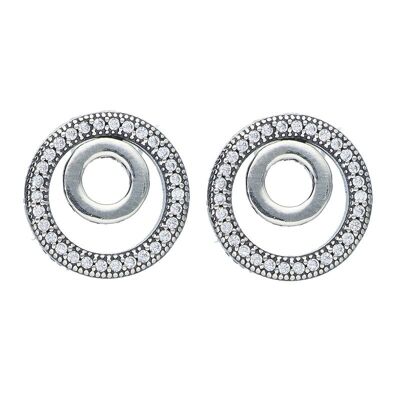 Double Circle Sterling Silver Earrings