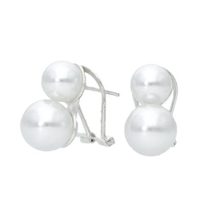 Sterling Silver You and Me Earrings with Pearls