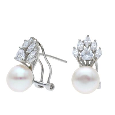 Brillante Fußabdruck-Ohrringe aus Sterlingsilber mit Perle