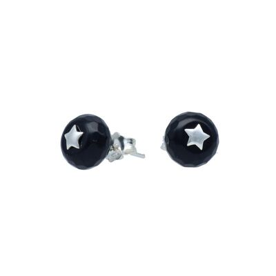 Star Sterling Silver Earrings with Faceted Stone