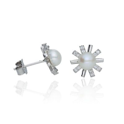 Stern-Perlen-Ohrringe aus Sterlingsilber