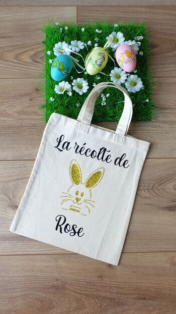 Petit sac de Pâques LAPIN DORE PAILLETTES