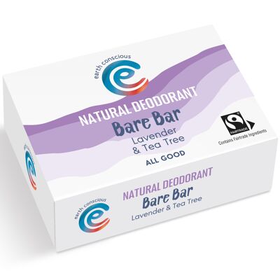 The Bare Bar Solid Natural Deodorant Lavender & Tea Tree 90g Fairtrade, Vegan, Cruelty-Free