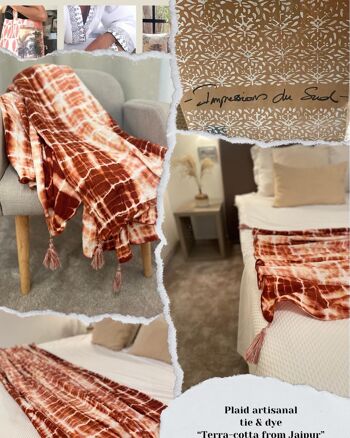 Plaid en gaze de coton terracotta 2