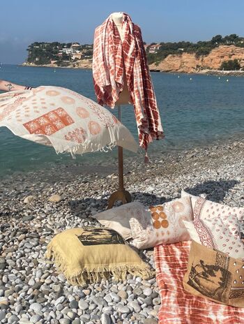 Grand plaid de plage en gaze de coton terracotta 2