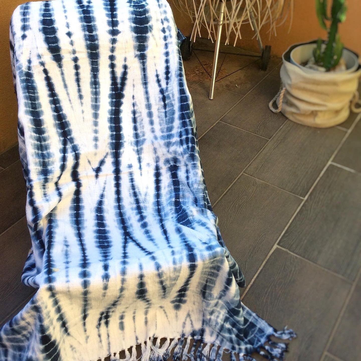 Plaid in cotone intrecciato indaco