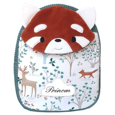 Red panda and forest celadon velvet backpack