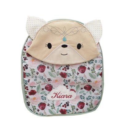 Mochilas Mint Elf y flores granates