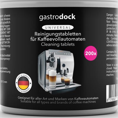 Pastiglie detergenti per macchine da caffè completamente automatiche [200 x 2g] MADE IN GERMANY - pastiglie detergenti per macchine da caffè - compatibili con Siemens, Jura, Krups, Bosch, Miele, Melitta, WMF - sgrassatore per caffè