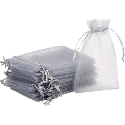 Organza-Geschenktüten. 100 Stück graue Organzabeutel für Schmuck, Geschenke. Organzabeutel.