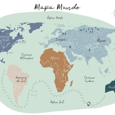 Mapa Mundo Azul