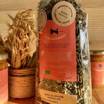 Fusilli 100% organic green lentils
