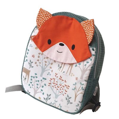 Red fox and forest celadon velvet backpack