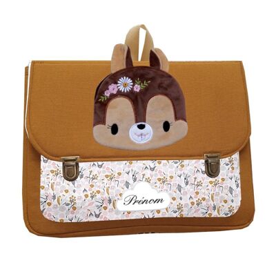 Squirrel and mustard flowers satchel