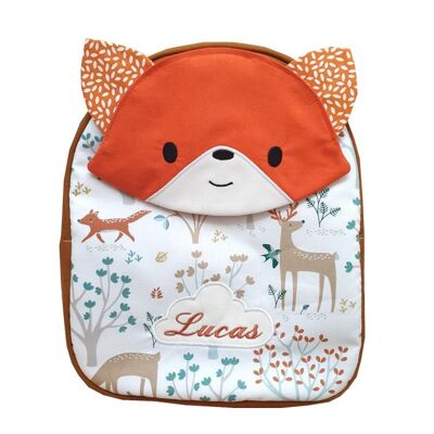 Caramel red fox and forest backpack