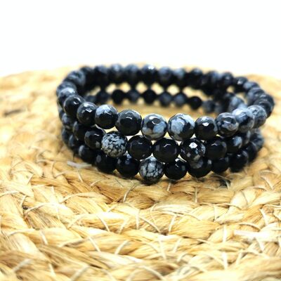 Obsidian faceted bracelet