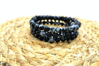 Bracelet facettes obsidienne